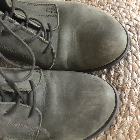 Steve Madden Olive Green soft leather lace-up block heel boots size 39 - Picture 4 of 8